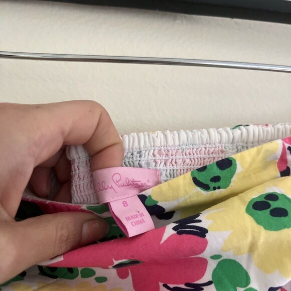 LILY PULITZER Strapless Floral Doodle Bug Daisy Dress, Pink/White/Yellow- Sz 8 - Picture 6 of 9